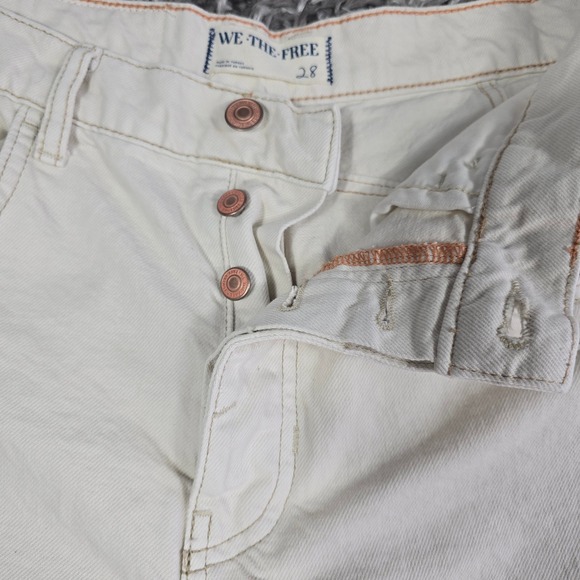 WE THE FREE Cream Good Luck Mid Rise Barrel Jeans Size 28 Boho - Picture 4 of 11
